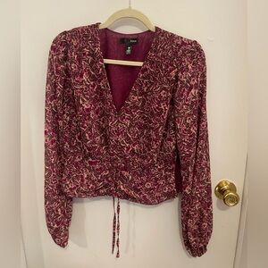 Aqua v neck printed blouse size small